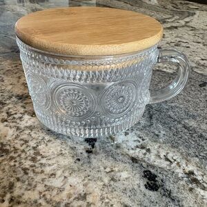 Clear Glass Mug with Wooden Lid